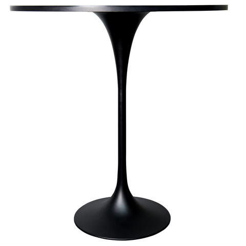 Verve Bar Height Dining Table with Round MDF, Sintered Stone, or Resin Top & Black Stainless Steel Base