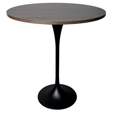 Verve Bar Height Dining Table with Round MDF, Sintered Stone, or Resin Top & Black Stainless Steel Base