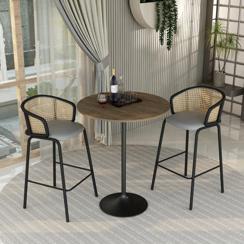 Verve Bar Height Dining Table with Round MDF, Sintered Stone, or Resin Top & Black Stainless Steel Base