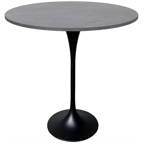 Verve Bar Height Dining Table with Round MDF, Sintered Stone, or Resin Top & Black Stainless Steel Base