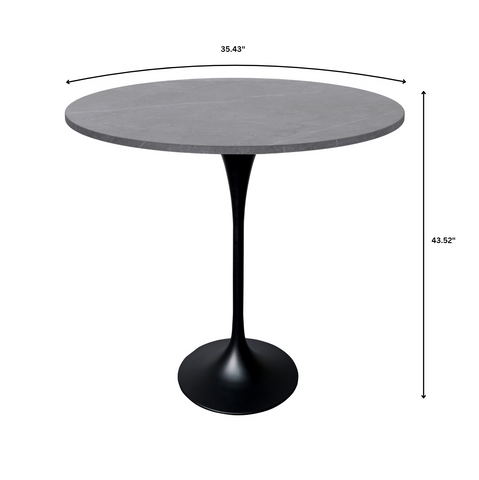 Verve Bar Height Dining Table with Round MDF, Sintered Stone, or Resin Top & Black Stainless Steel Base