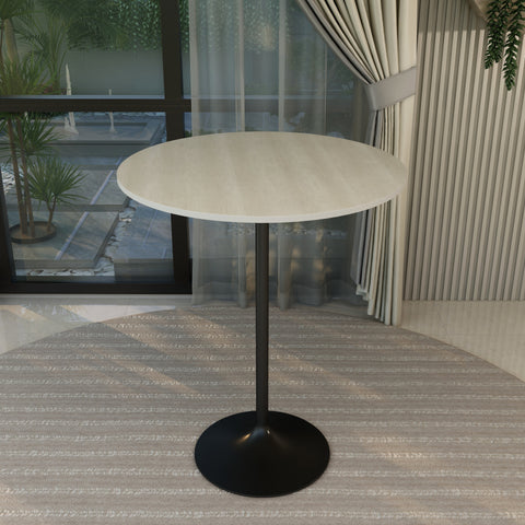 Verve Bar Height Dining Table with Round MDF, Sintered Stone, or Resin Top & Black Stainless Steel Base