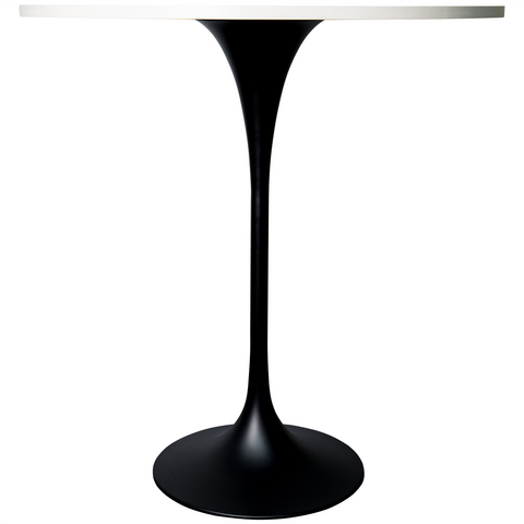 Verve Bar Height Dining Table with Round MDF, Sintered Stone, or Resin Top & Black Stainless Steel Base