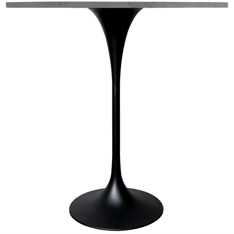 Verve Bar Height Dining Table with Round MDF, Sintered Stone, or Resin Top & Black Stainless Steel Base