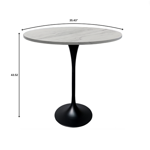 Verve Bar Height Dining Table with Round MDF, Sintered Stone, or Resin Top & Black Stainless Steel Base