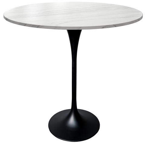 Verve Bar Height Dining Table with Round MDF, Sintered Stone, or Resin Top & Black Stainless Steel Base