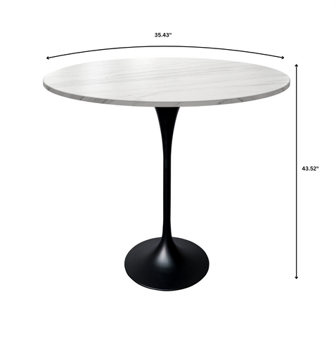 Verve Bar Height Dining Table with Round MDF, Sintered Stone, or Resin Top & Black Stainless Steel Base