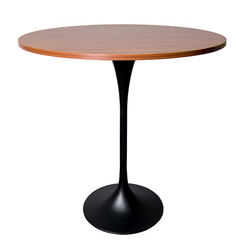 Verve Bar Height Dining Table with Round MDF, Sintered Stone, or Resin Top & Black Stainless Steel Base