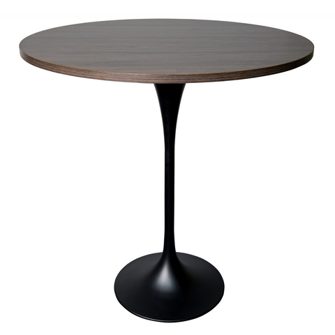 Verve Bar Height Dining Table with Round MDF, Sintered Stone, or Resin Top & Black Stainless Steel Base