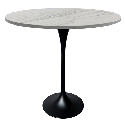 Verve Bar Height Dining Table with Round MDF, Sintered Stone, or Resin Top & Black Stainless Steel Base