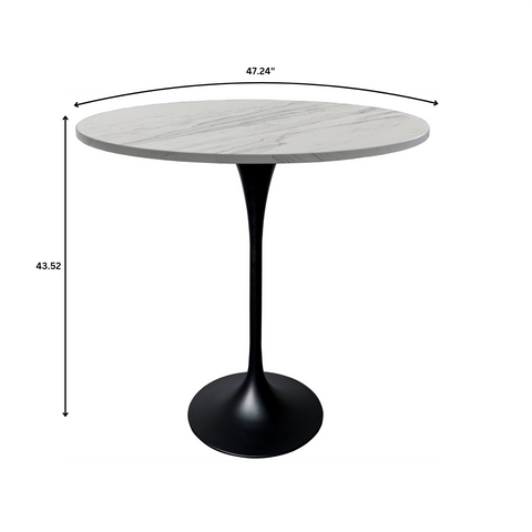 Verve Bar Height Dining Table with Round MDF, Sintered Stone, or Resin Top & Black Stainless Steel Base