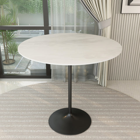 Verve Bar Height Dining Table with Round MDF, Sintered Stone, or Resin Top & Black Stainless Steel Base