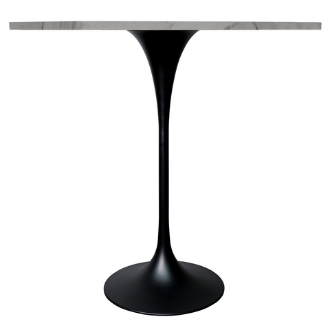 Verve Bar Height Dining Table with Round MDF, Sintered Stone, or Resin Top & Black Stainless Steel Base