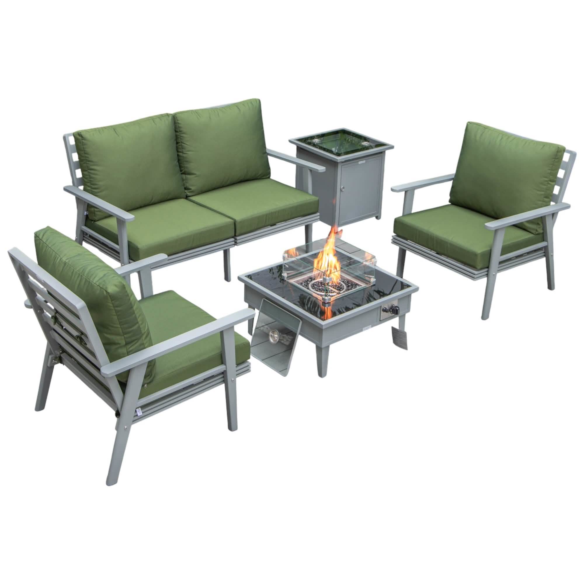 Walbrooke Aluminum Patio Conversation With Fire Pit Table & Tank Holder