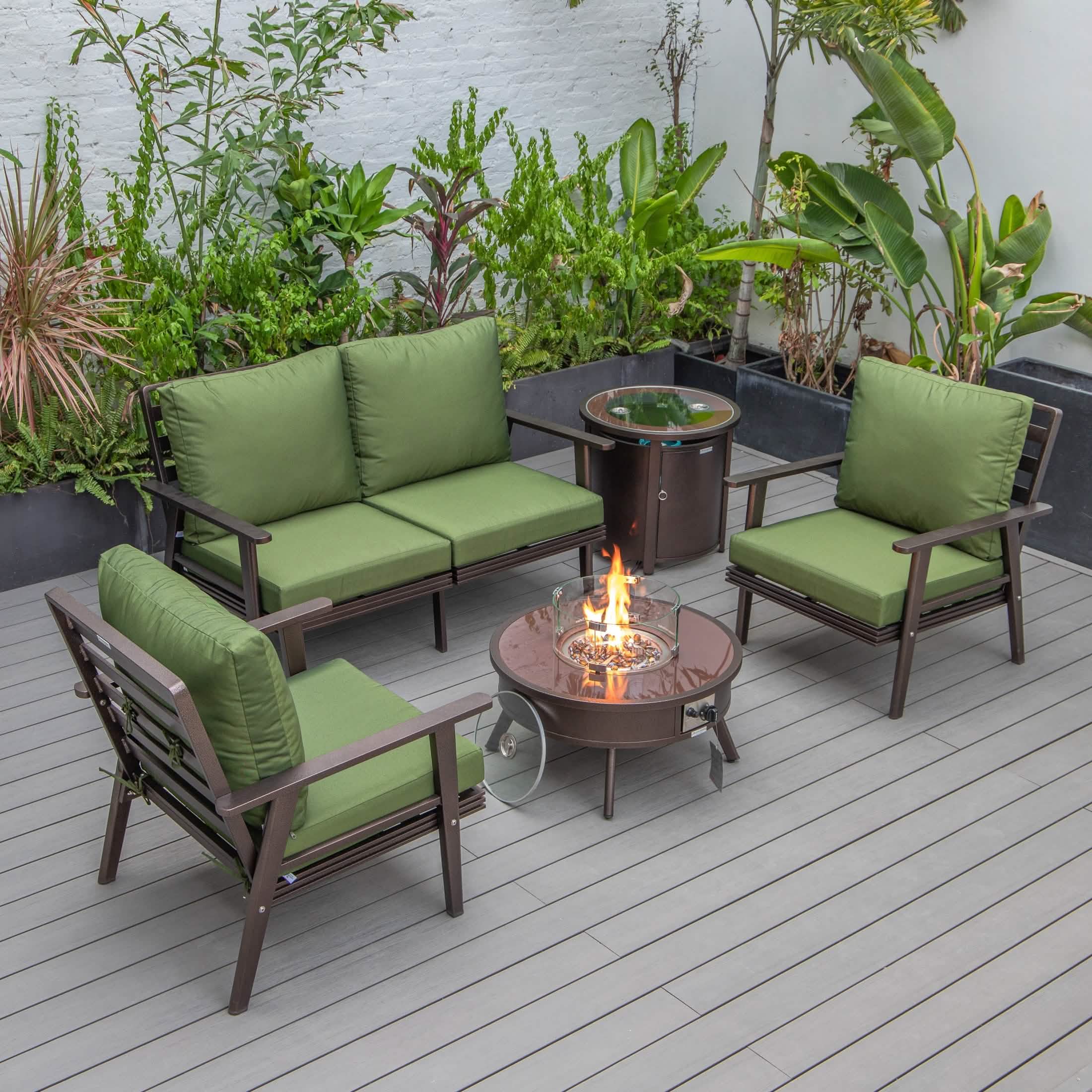 Walbrooke Aluminum Patio Conversation With Fire Pit Table & Tank Holder