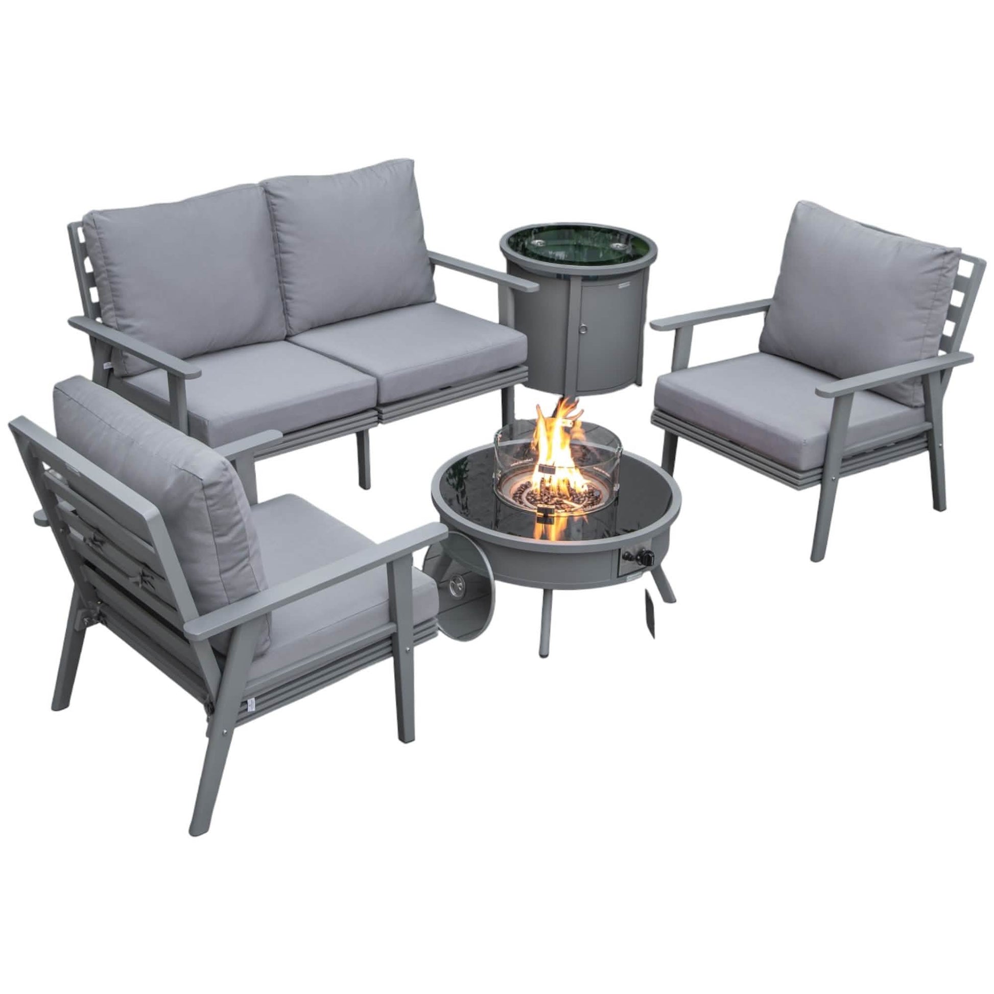 Walbrooke Aluminum Patio Conversation With Fire Pit Table & Tank Holder