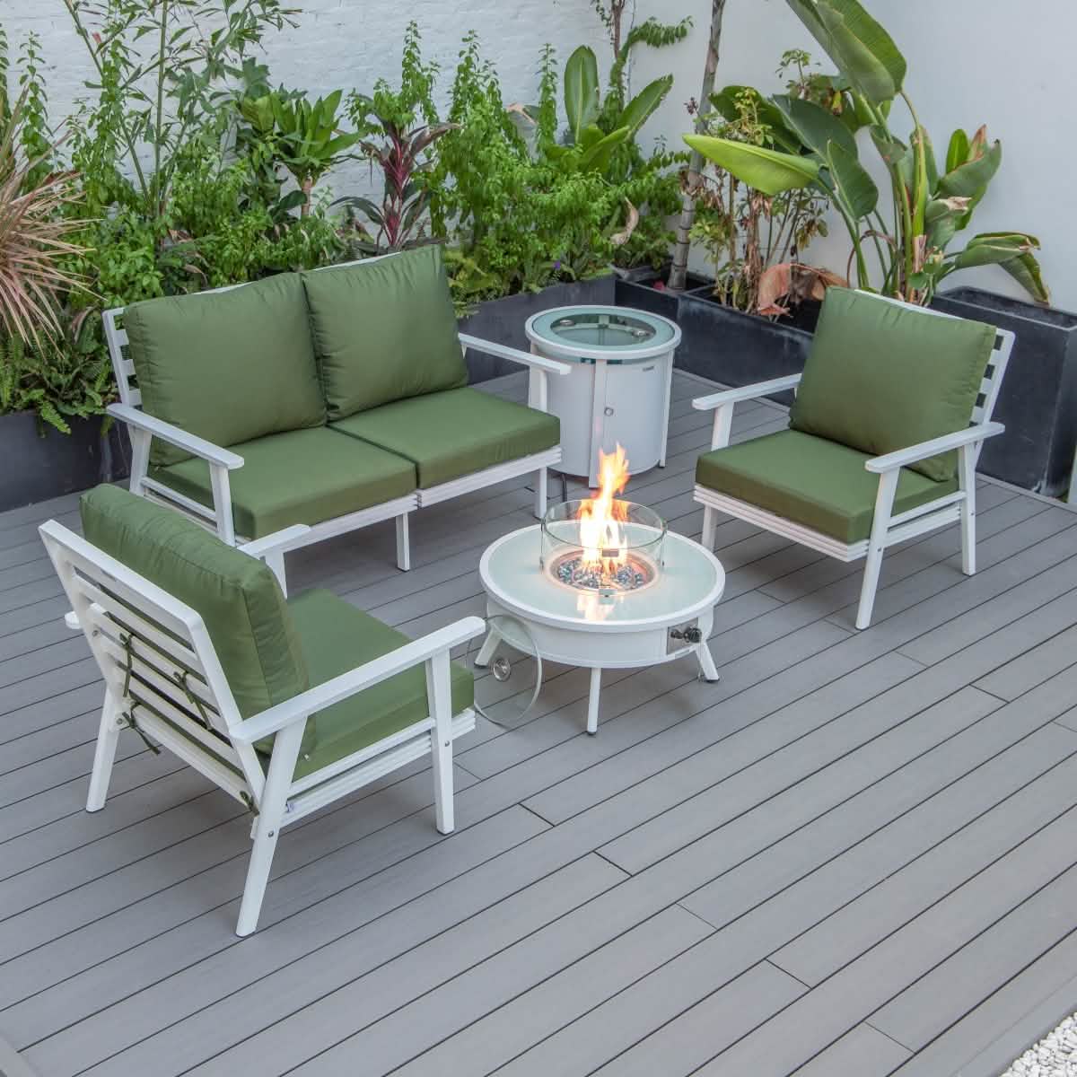 Walbrooke Aluminum Patio Conversation With Fire Pit Table & Tank Holder