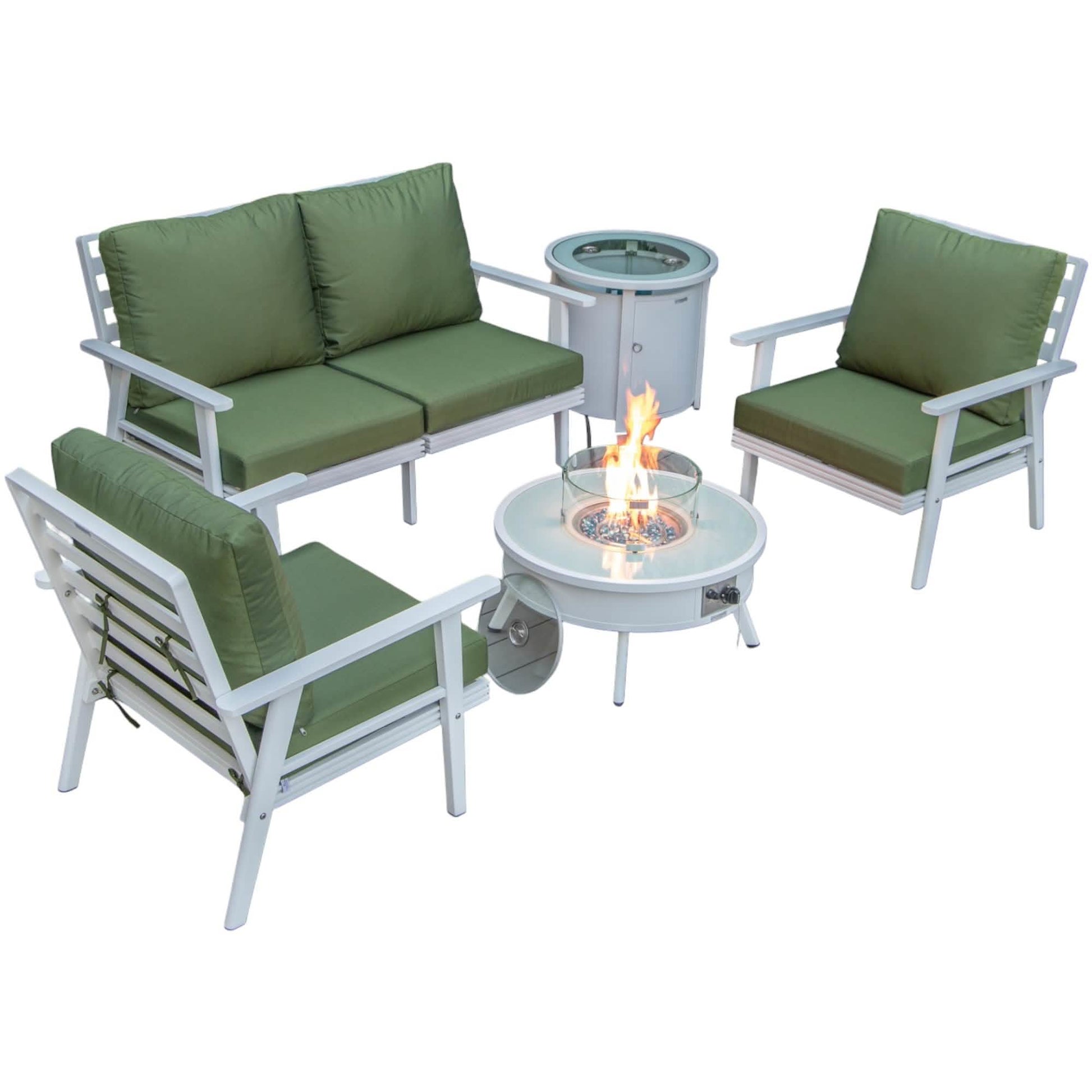 Walbrooke Aluminum Patio Conversation With Fire Pit Table & Tank Holder