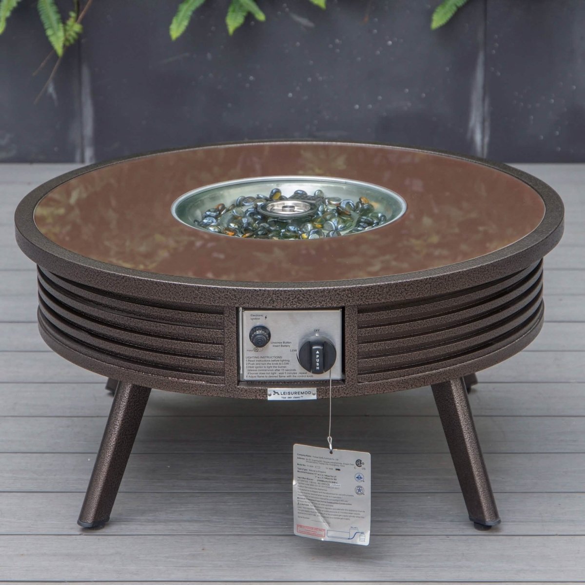 Walbrooke Aluminum Patio Conversation With Slats Design Fire Pit Table & Tank Holder
