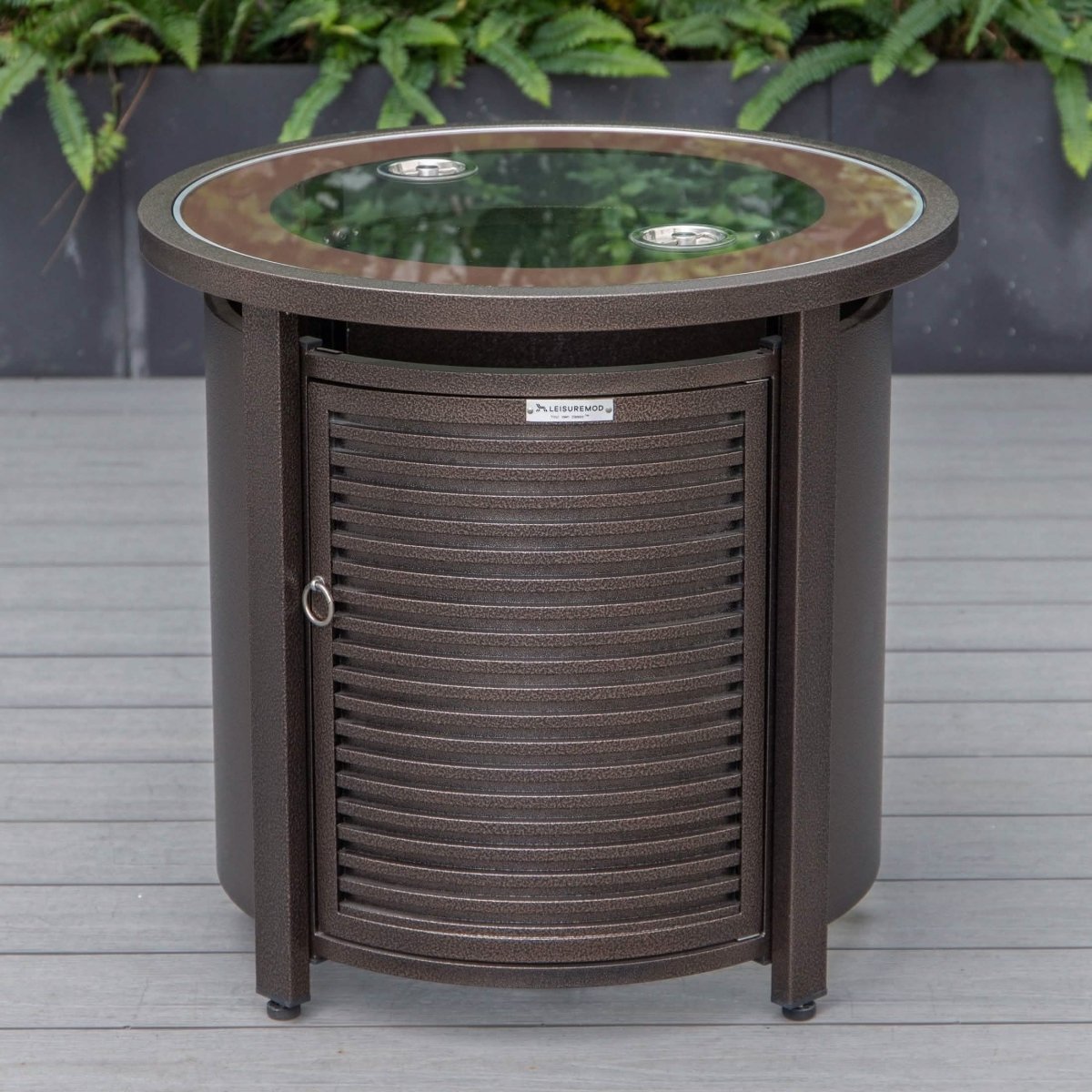 Walbrooke Aluminum Patio Conversation With Slats Design Fire Pit Table & Tank Holder