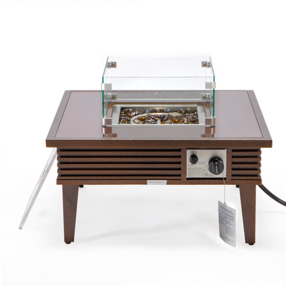 Walbrooke Modern Outdoor Square Fire Pit Table with Powder - Coated Aliuminum Frame Slats/Non Slats Design