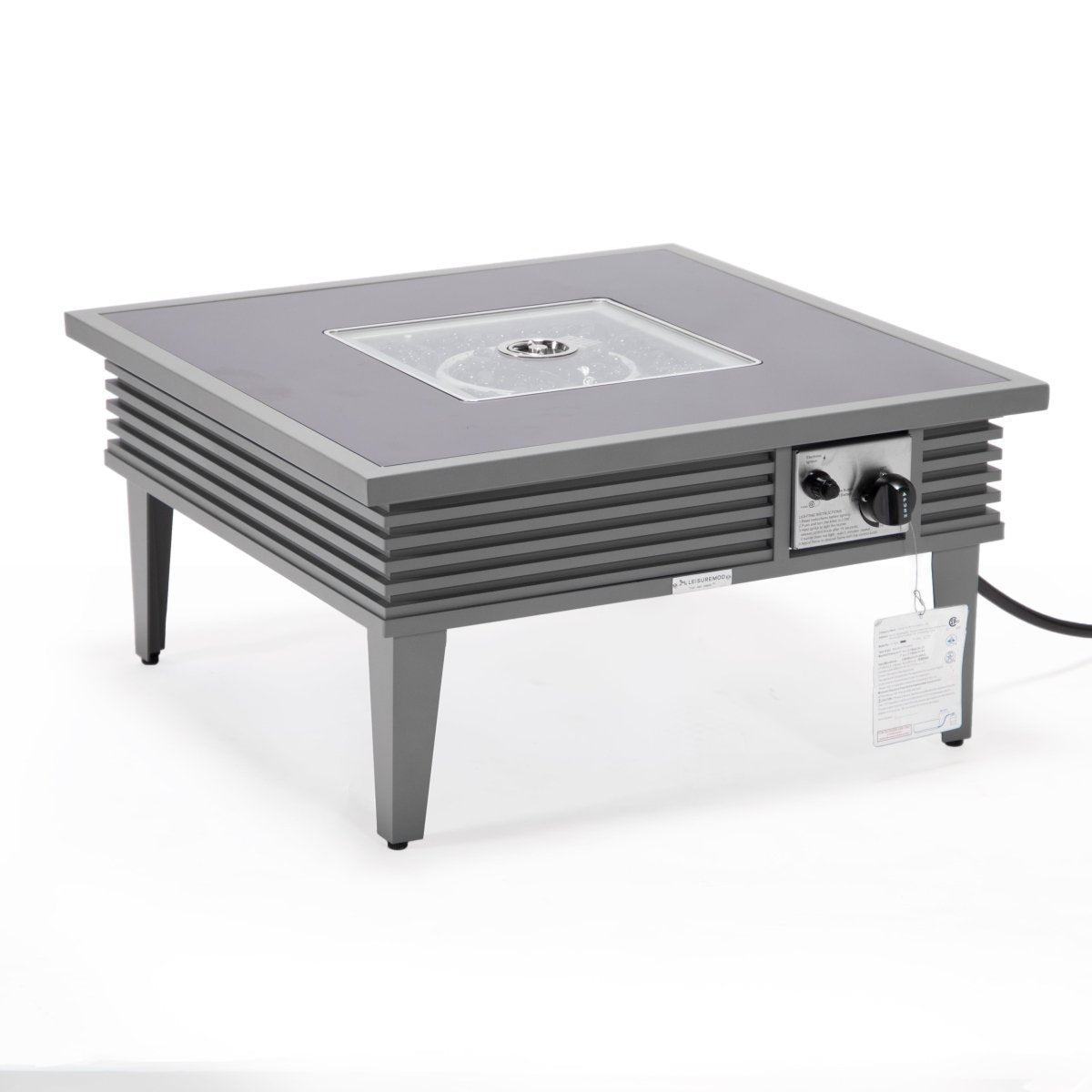 Walbrooke Modern Outdoor Square Fire Pit Table with Powder - Coated Aliuminum Frame Slats/Non Slats Design