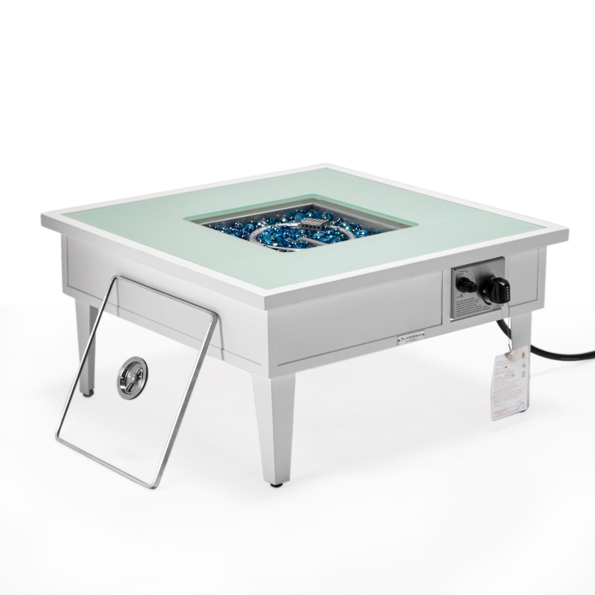 Walbrooke Modern Outdoor Square Fire Pit Table with Powder - Coated Aliuminum Frame Slats/Non Slats Design