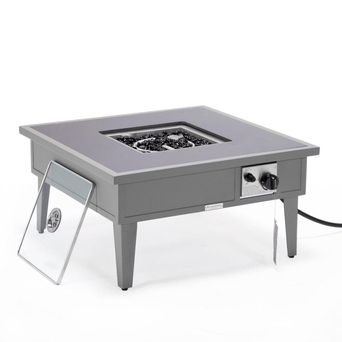 Walbrooke Modern Outdoor Square Fire Pit Table with Powder - Coated Aliuminum Frame Slats/Non Slats Design