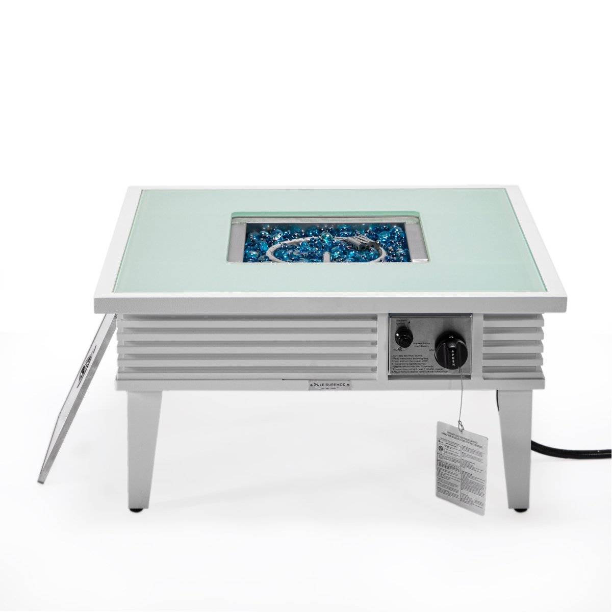 Walbrooke Modern Outdoor Square Fire Pit Table with Powder - Coated Aliuminum Frame Slats/Non Slats Design