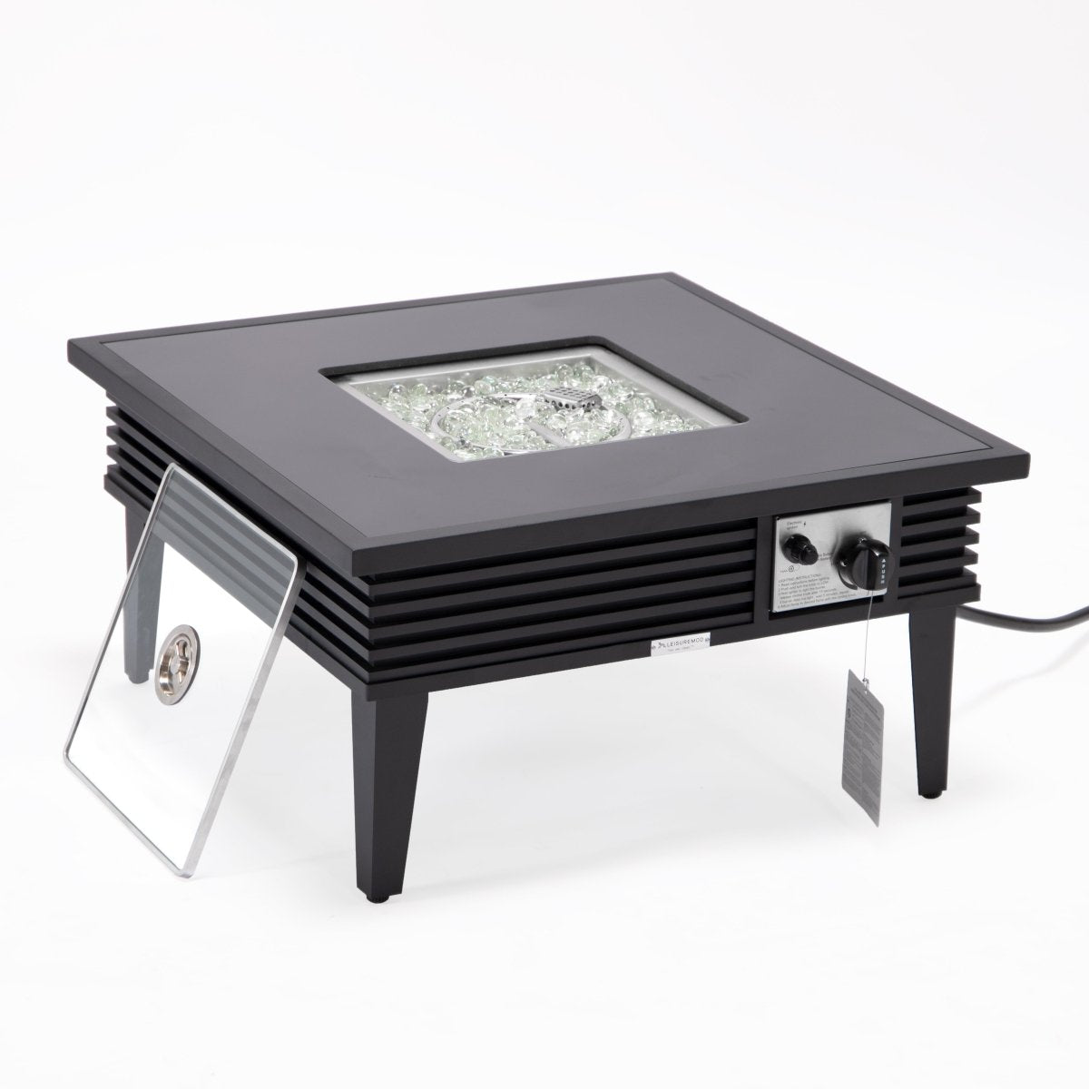 Walbrooke Modern Outdoor Square Fire Pit Table with Powder - Coated Aliuminum Frame Slats/Non Slats Design