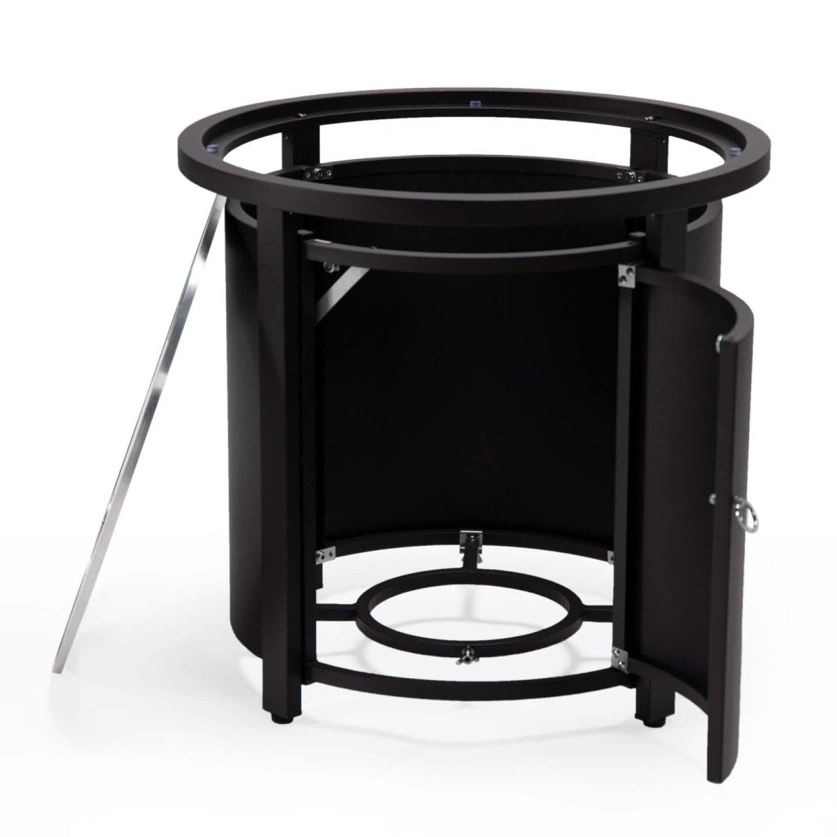Walbrooke Modern Round Tank Holder Table with Tempered Glass Top and Powder Coated Aluminum Slats/Non Slats Design