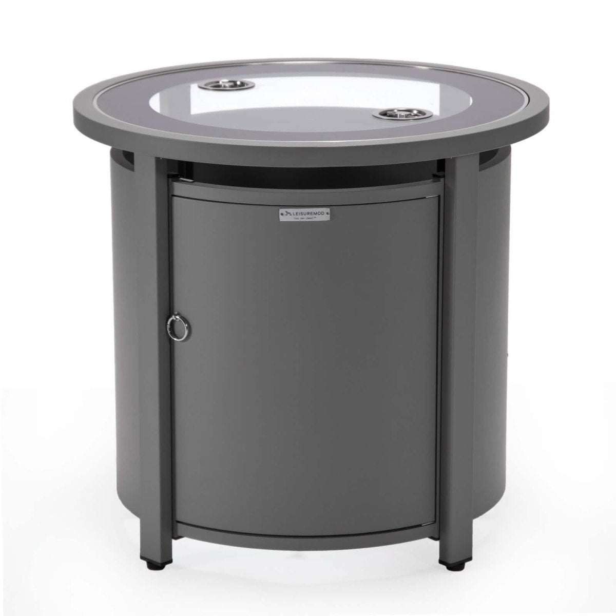Walbrooke Modern Round Tank Holder Table with Tempered Glass Top and Powder Coated Aluminum Slats/Non Slats Design