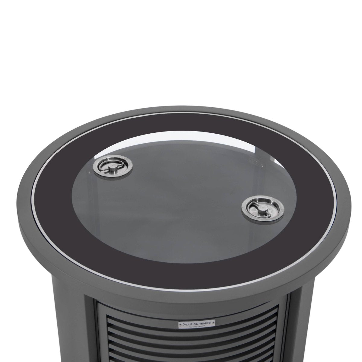 Walbrooke Modern Round Tank Holder Table with Tempered Glass Top and Powder Coated Aluminum Slats/Non Slats Design
