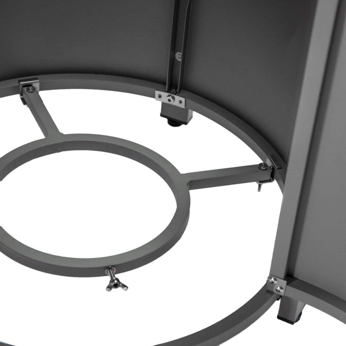 Walbrooke Modern Round Tank Holder Table with Tempered Glass Top and Powder Coated Aluminum Slats/Non Slats Design