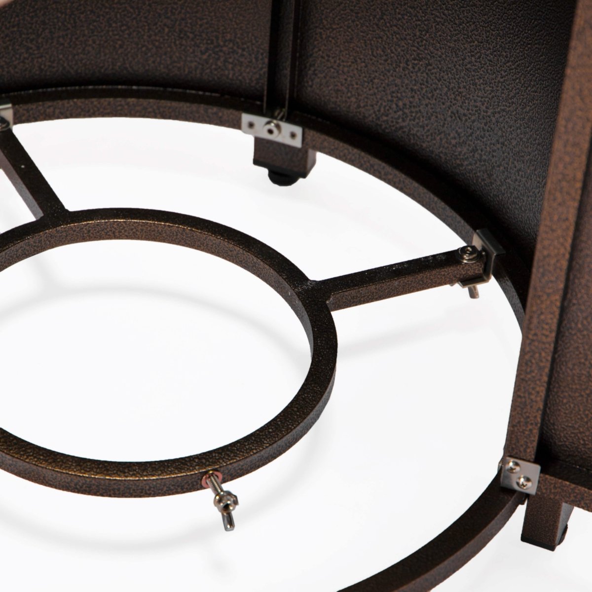 Walbrooke Modern Round Tank Holder Table with Tempered Glass Top and Powder Coated Aluminum Slats/Non Slats Design