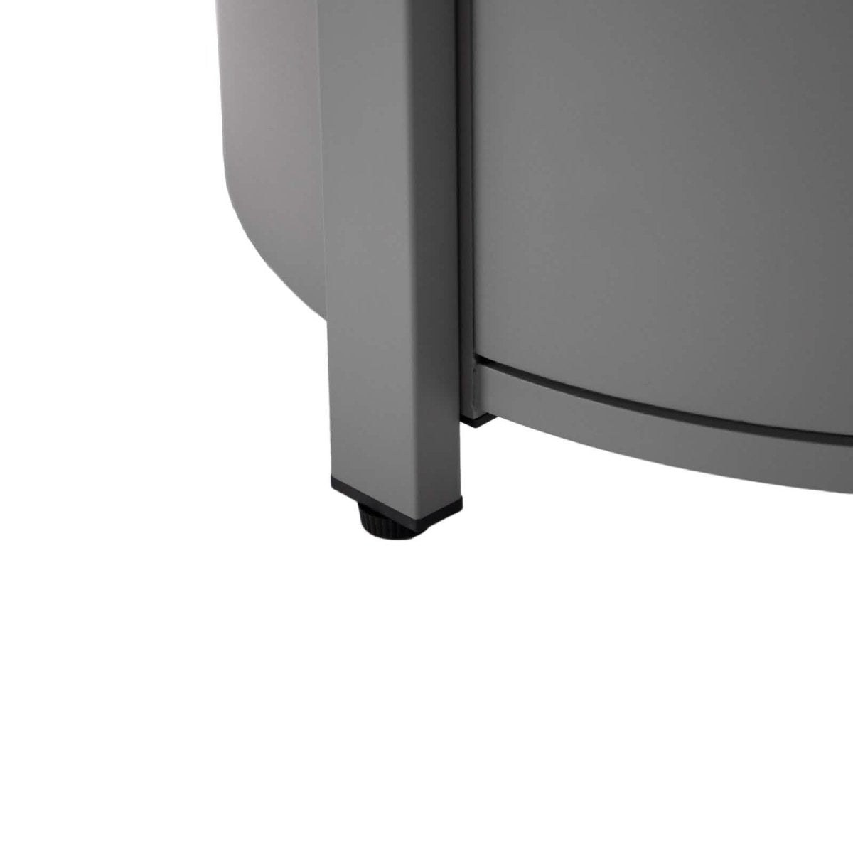 Walbrooke Modern Round Tank Holder Table with Tempered Glass Top and Powder Coated Aluminum Slats/Non Slats Design