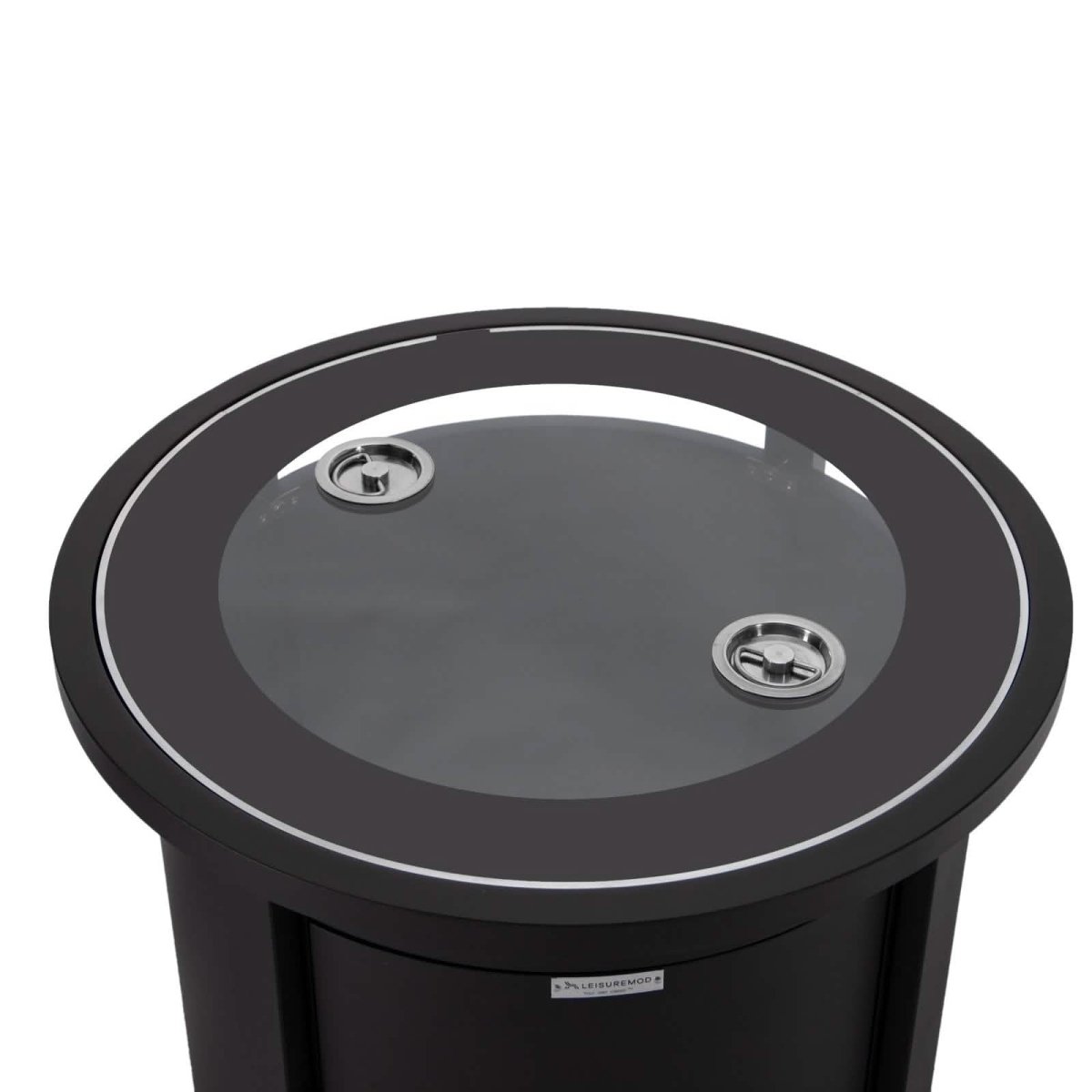 Walbrooke Modern Round Tank Holder Table with Tempered Glass Top and Powder Coated Aluminum Slats/Non Slats Design