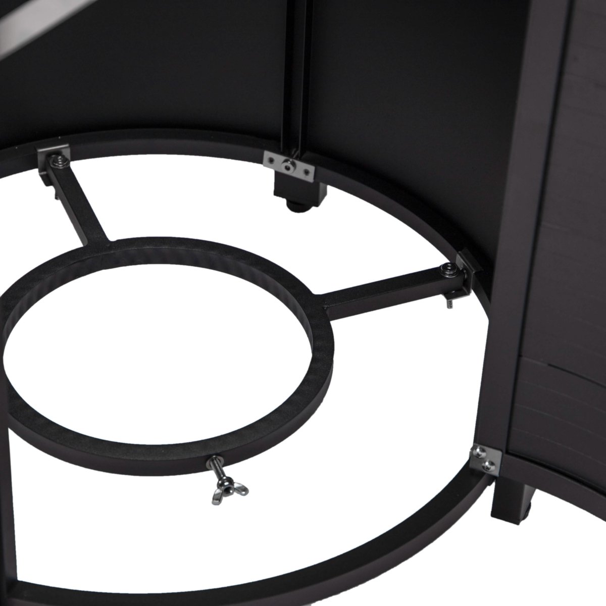 Walbrooke Modern Round Tank Holder Table with Tempered Glass Top and Powder Coated Aluminum Slats/Non Slats Design