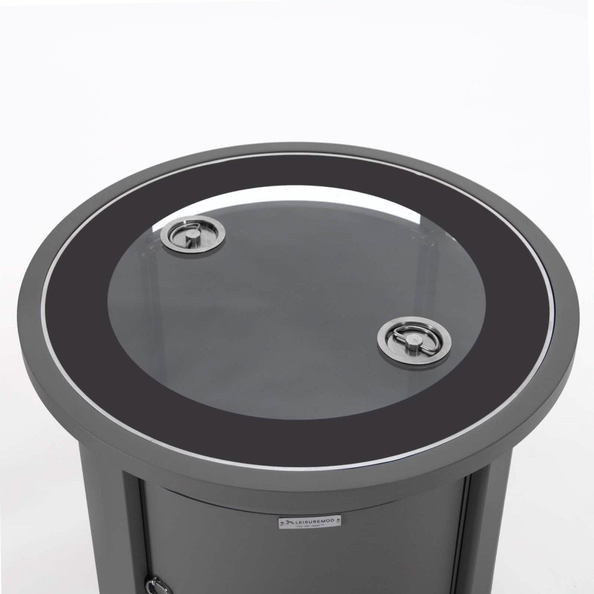Walbrooke Modern Round Tank Holder Table with Tempered Glass Top and Powder Coated Aluminum Slats/Non Slats Design