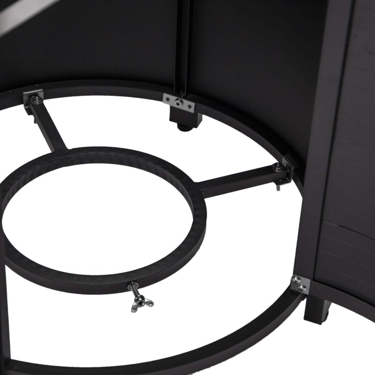 Walbrooke Modern Round Tank Holder Table with Tempered Glass Top and Powder Coated Aluminum Slats/Non Slats Design