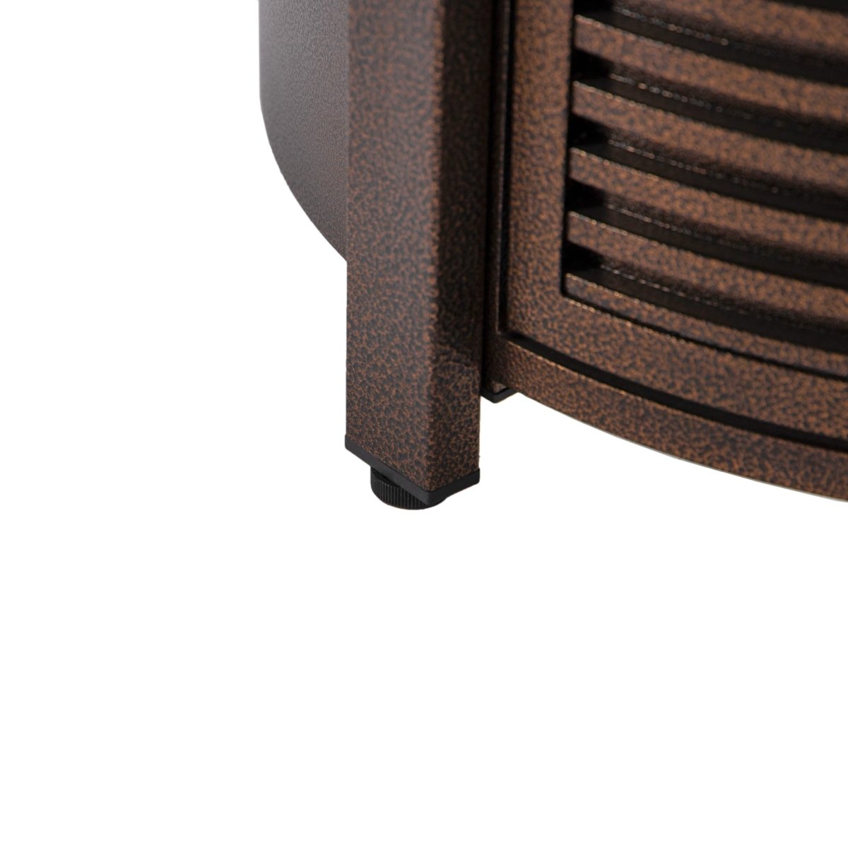 Walbrooke Modern Round Tank Holder Table with Tempered Glass Top and Powder Coated Aluminum Slats/Non Slats Design