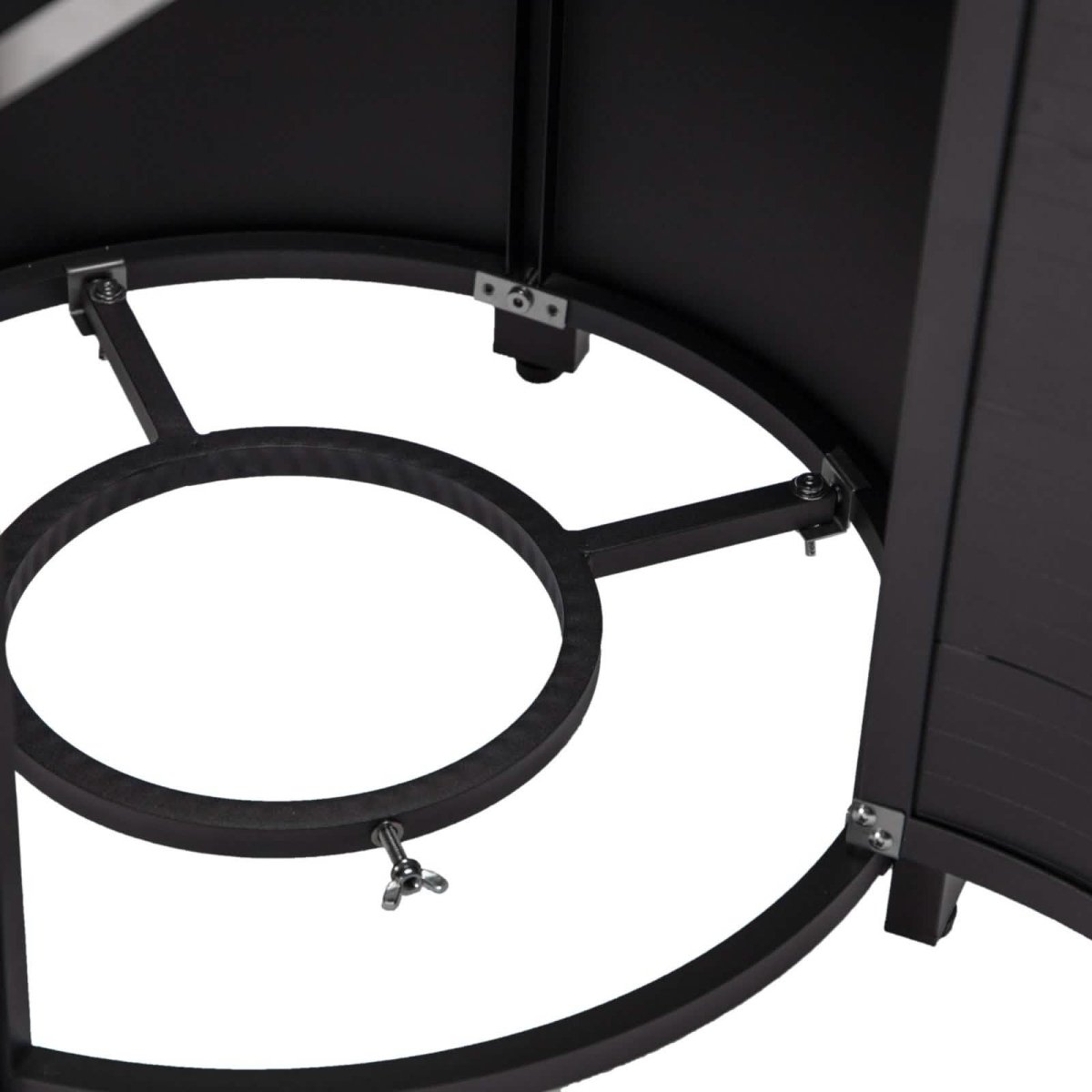 Walbrooke Modern Round Tank Holder Table with Tempered Glass Top and Powder Coated Aluminum Slats/Non Slats Design