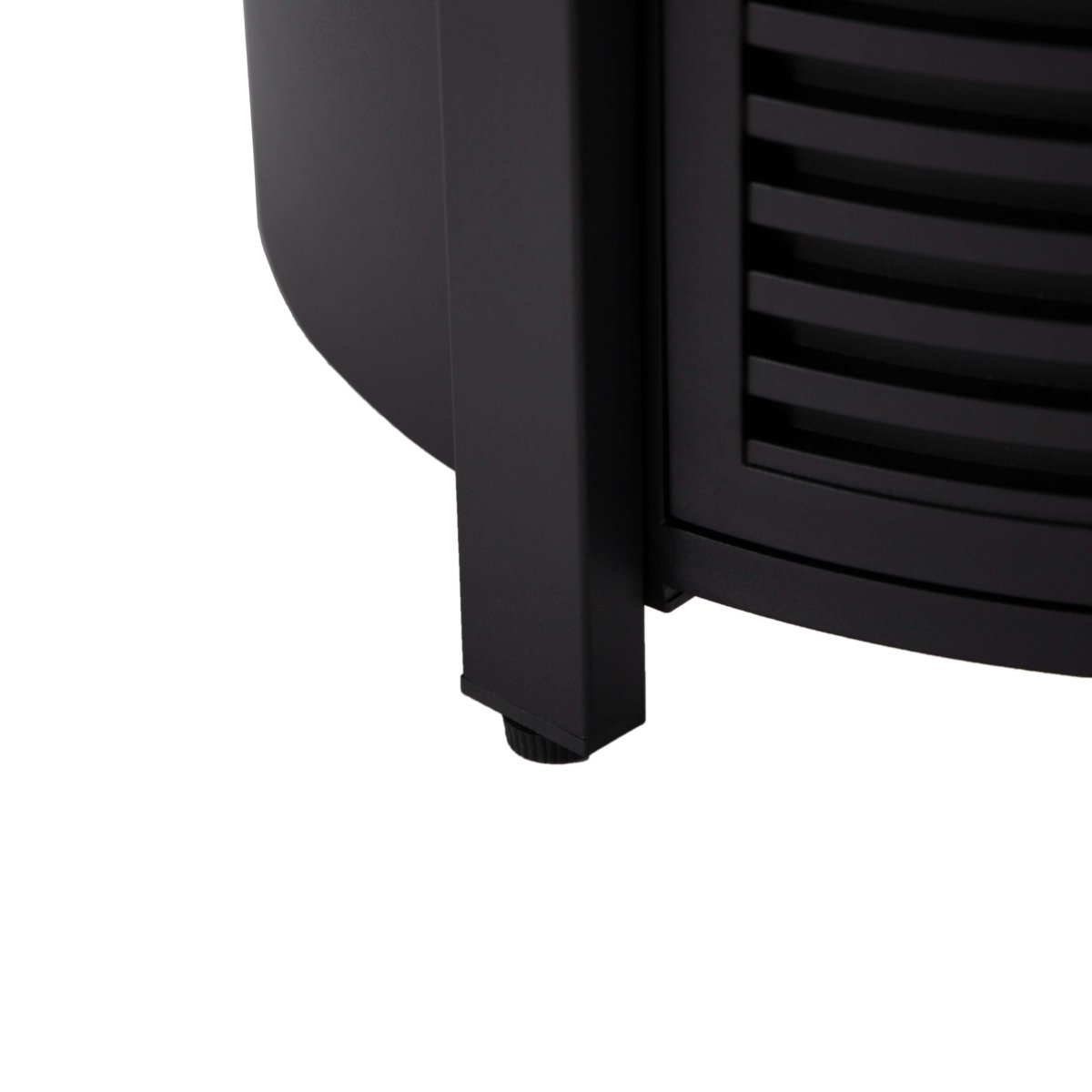 Walbrooke Modern Round Tank Holder Table with Tempered Glass Top and Powder Coated Aluminum Slats/Non Slats Design