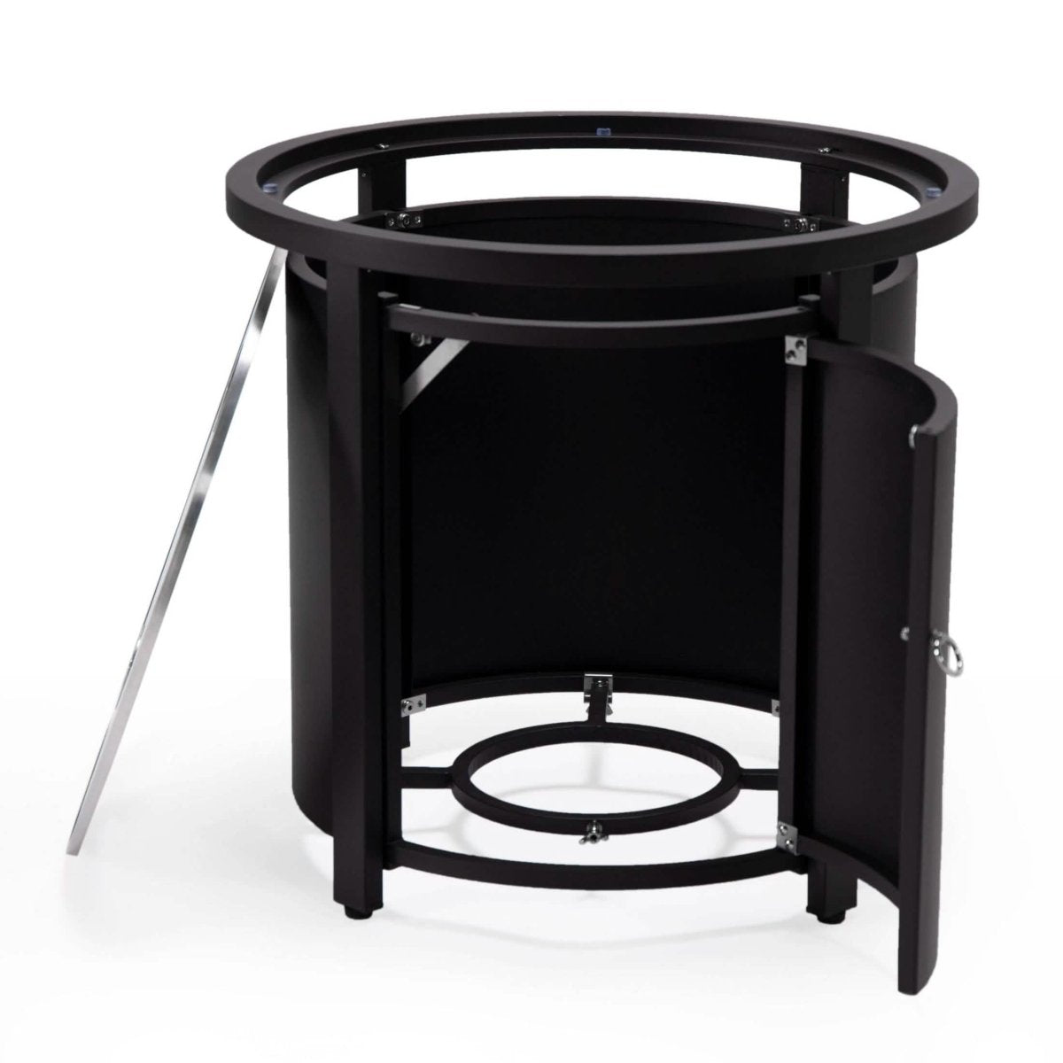 Walbrooke Modern Round Tank Holder Table with Tempered Glass Top and Powder Coated Aluminum Slats/Non Slats Design