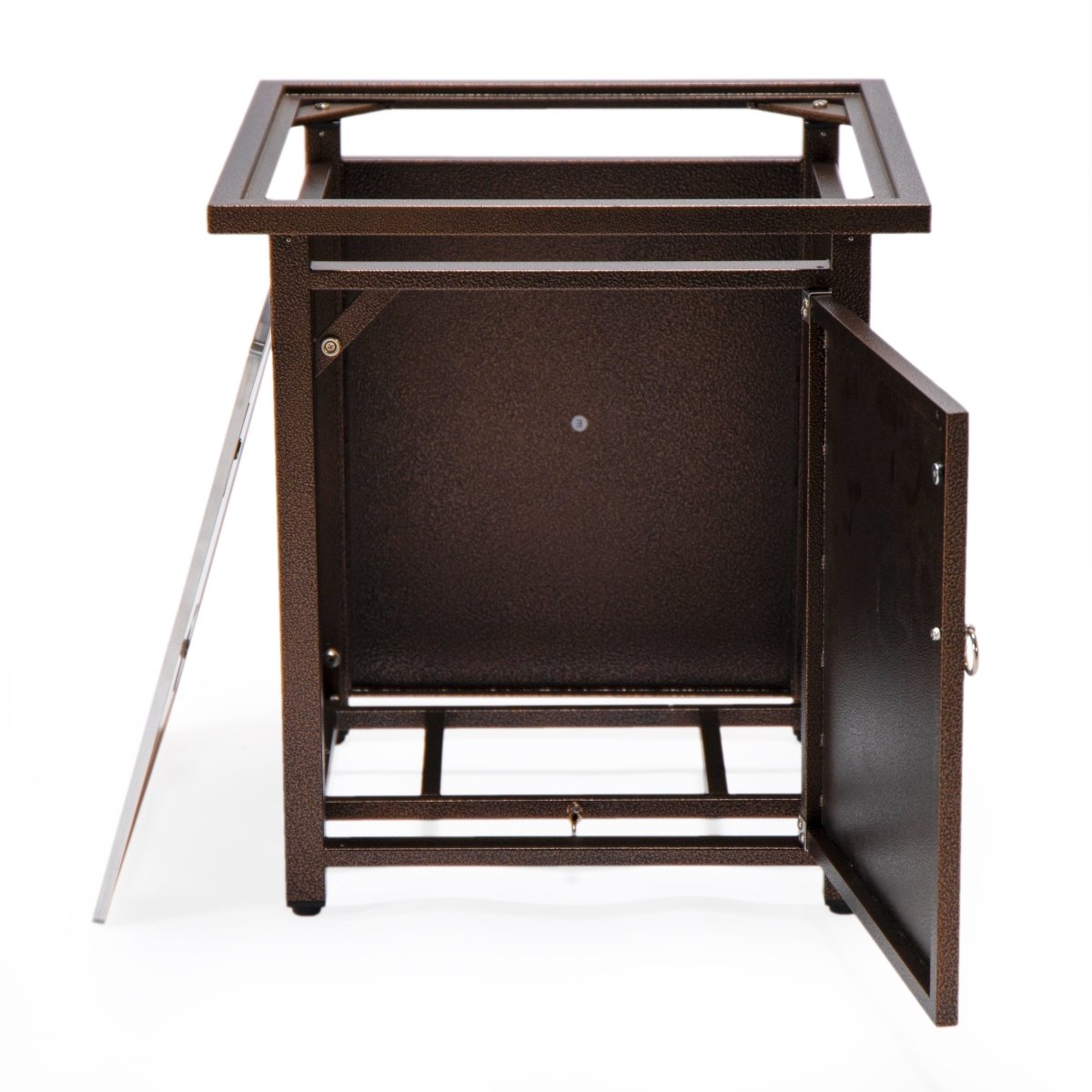 Walbrooke Modern Square Tank Holder Table with Tempered Glass Top and Powder Coated Aluminum Slats/Non Slats Design
