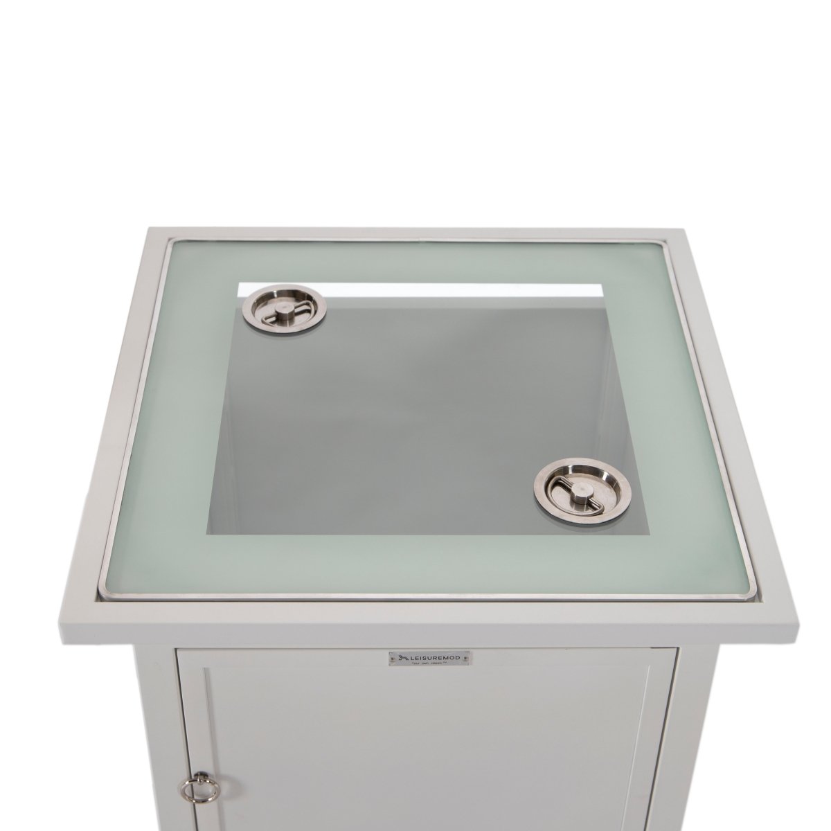 Walbrooke Modern Square Tank Holder Table with Tempered Glass Top and Powder Coated Aluminum Slats/Non Slats Design