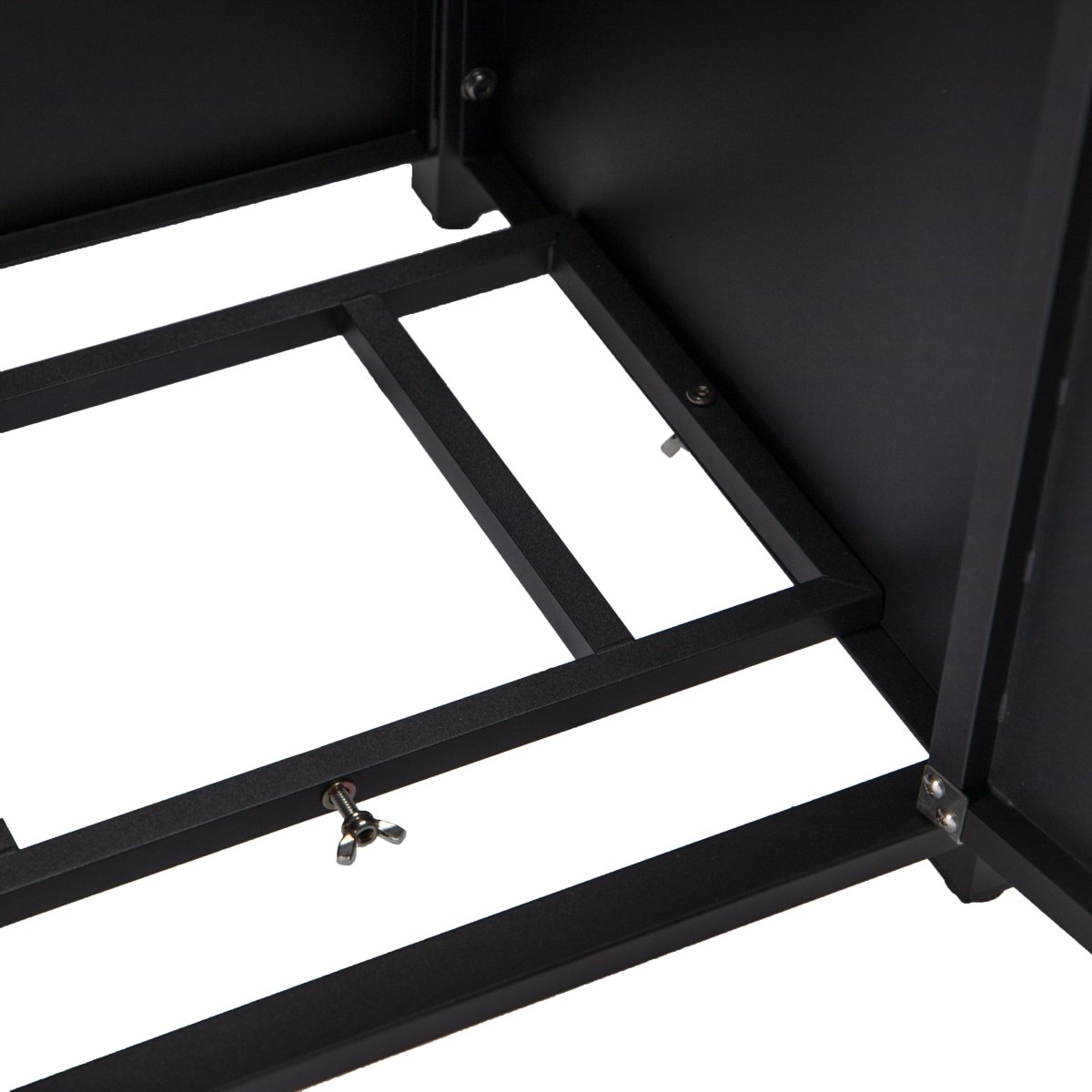 Walbrooke Modern Square Tank Holder Table with Tempered Glass Top and Powder Coated Aluminum Slats/Non Slats Design