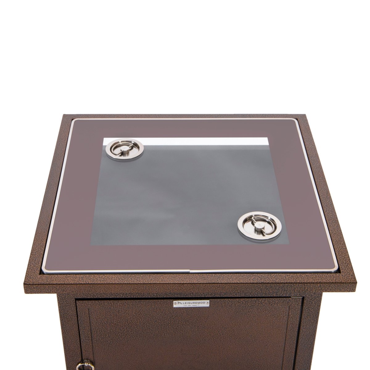 Walbrooke Modern Square Tank Holder Table with Tempered Glass Top and Powder Coated Aluminum Slats/Non Slats Design