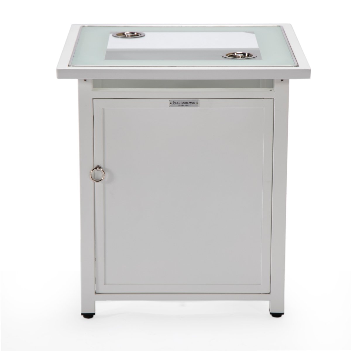 Walbrooke Modern Square Tank Holder Table with Tempered Glass Top and Powder Coated Aluminum Slats/Non Slats Design