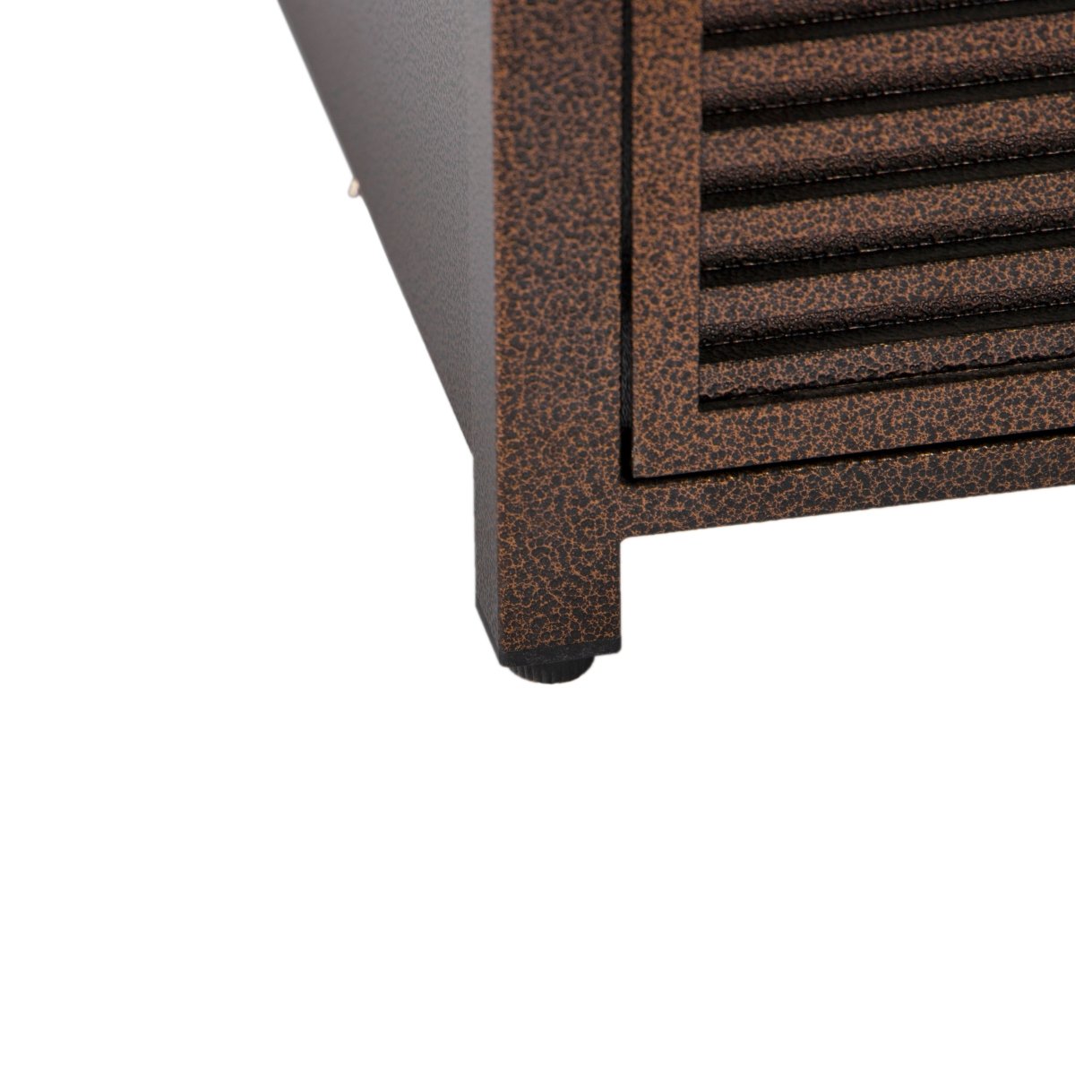 Walbrooke Modern Square Tank Holder Table with Tempered Glass Top and Powder Coated Aluminum Slats/Non Slats Design
